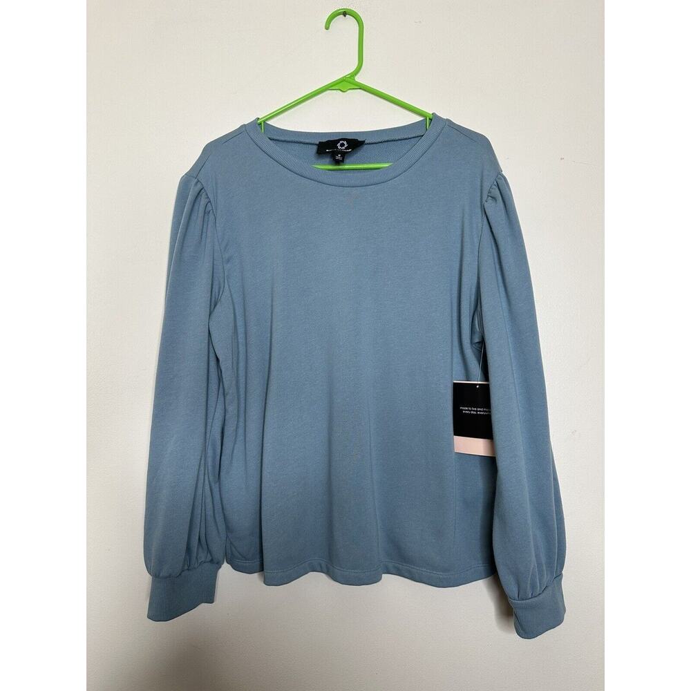 Ease Of Motion Blue Puff Sleeve Pull Over Sweatshirt Sz XL NEW Terry Cloth Line